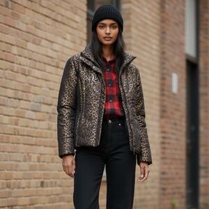 Harold's Vintage Leopard Print Puffer Jacket